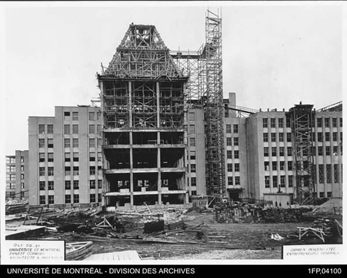 Construction du Pavillon principal de l'Université de Montréal, 3 octobre 1931.